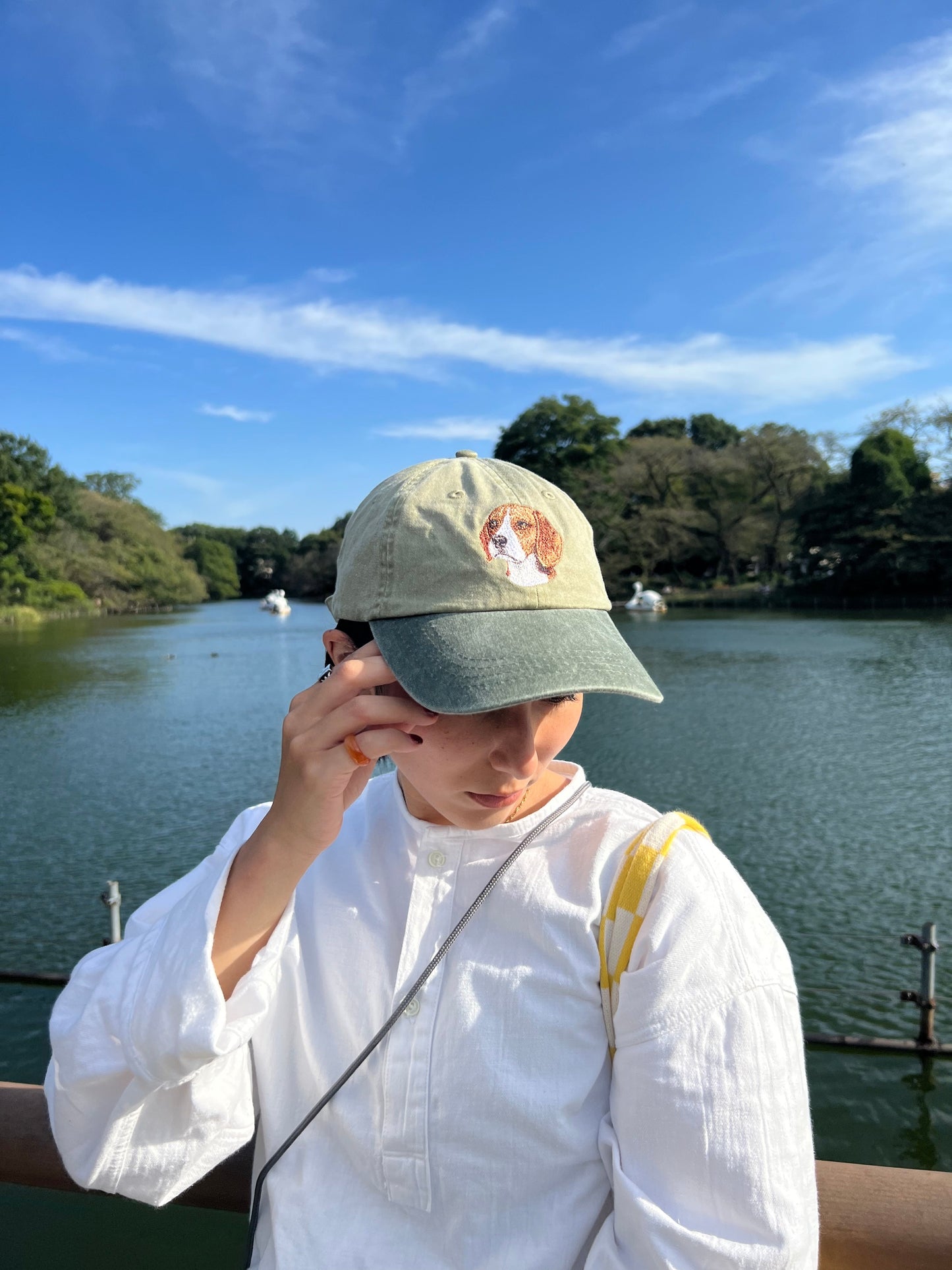 Dog embroidery cotton dad cap[Khaki]-Golden Labradoodle