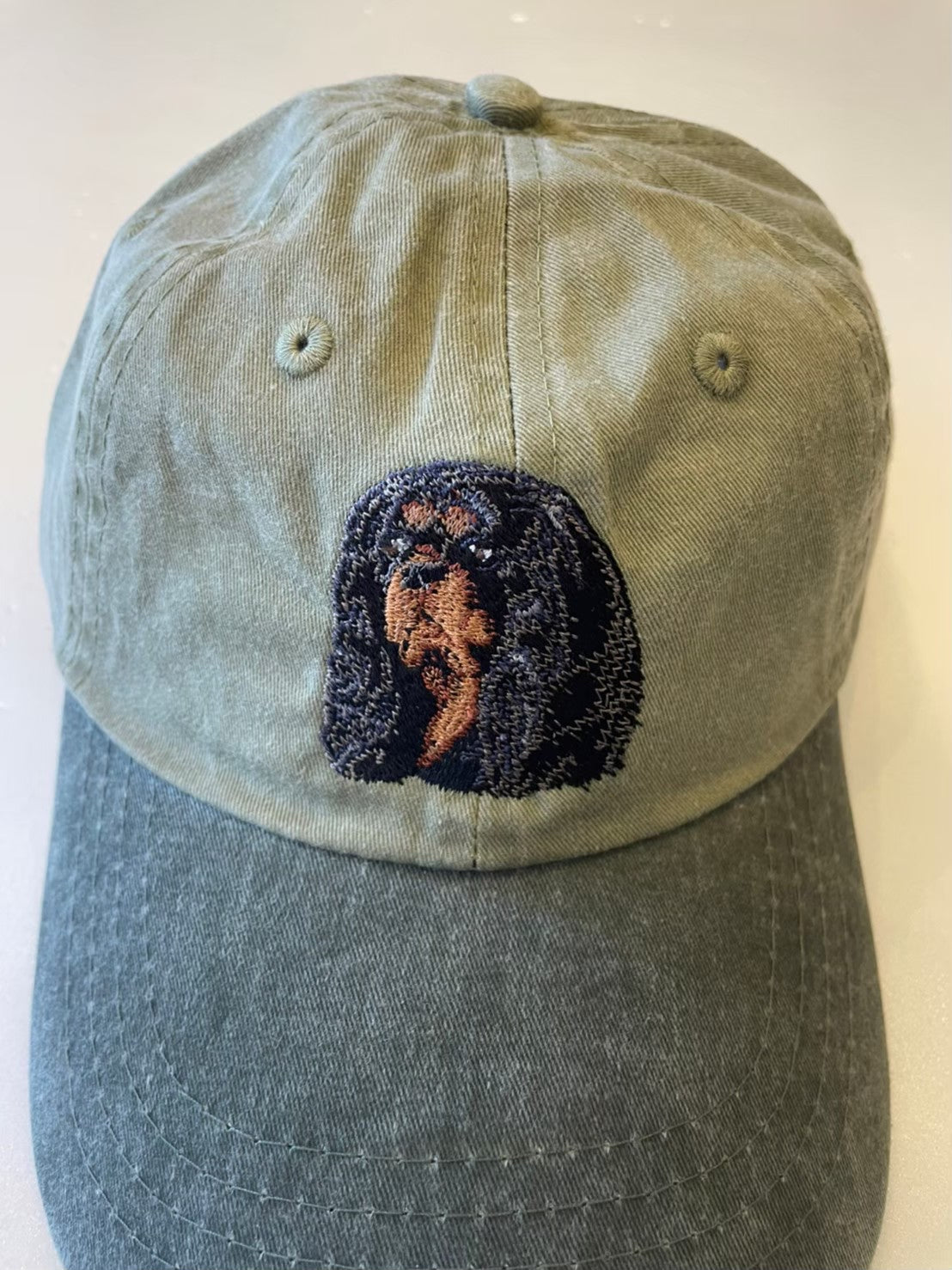 Dog embroidery cotton dad cap[Khaki]-Cavalier(black&tan)