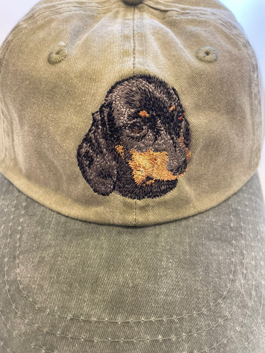 Dog embroidery cotton dad cap[Khaki]-Dachshund(tan)