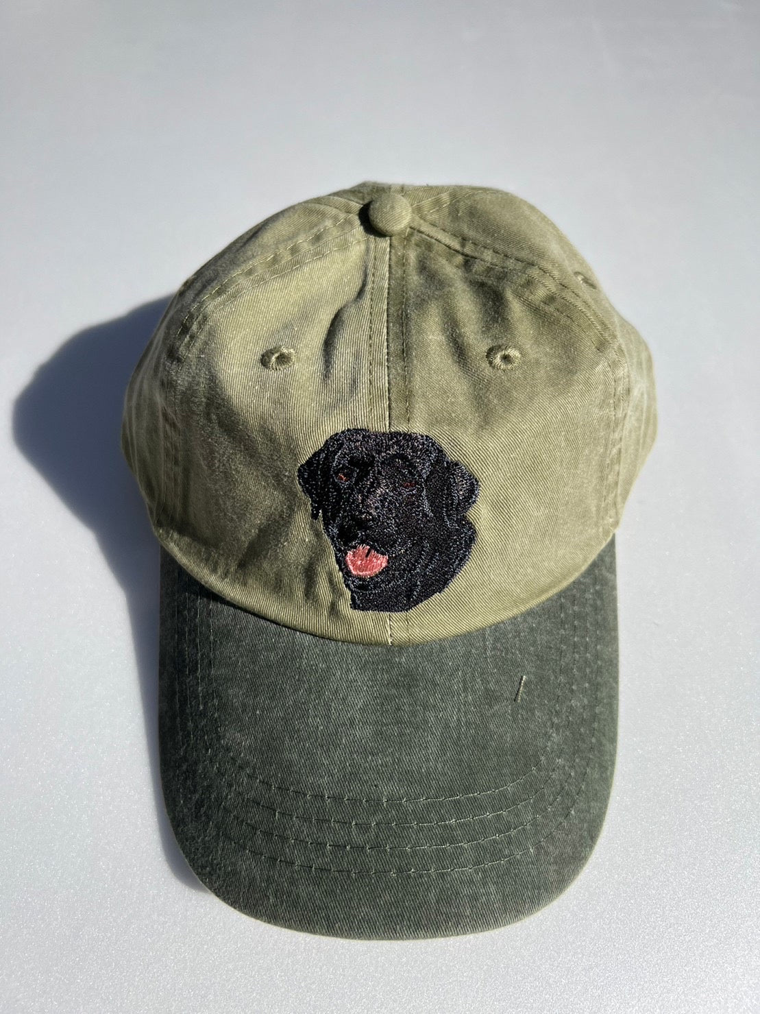 Dog embroidery cotton dad cap[Khaki]-Black Labrador