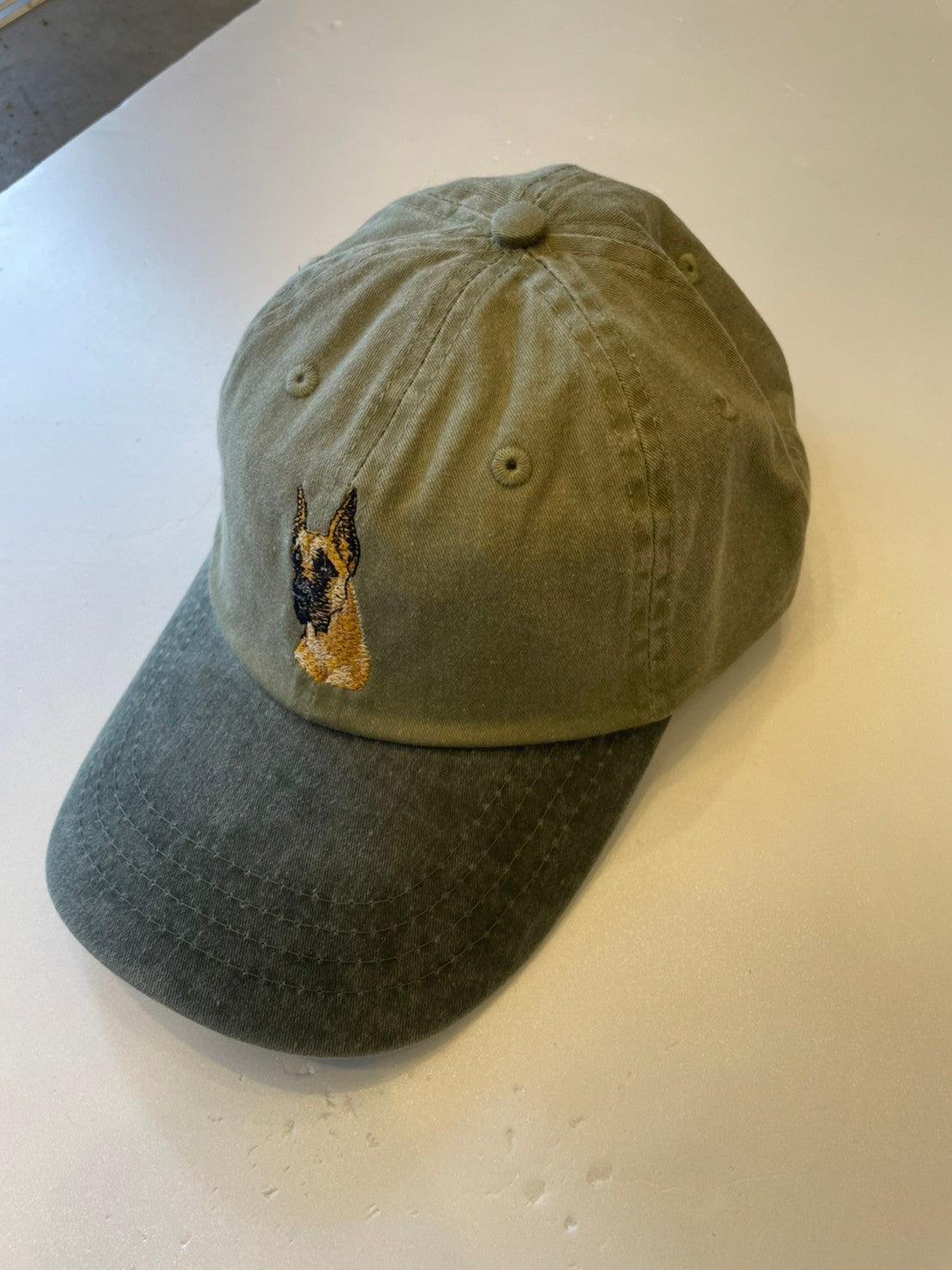 Dog embroidery cotton dad cap[Khaki]-Great dane②