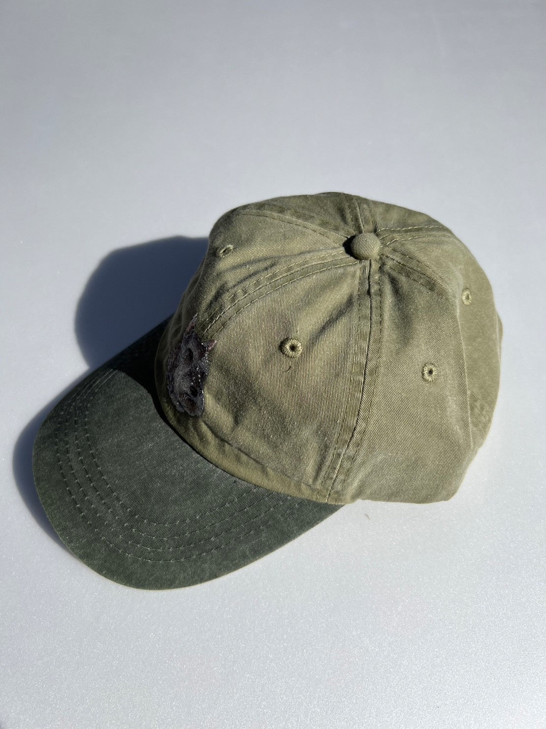 Dog embroidery cotton dad cap[Khaki]-Schnauzer