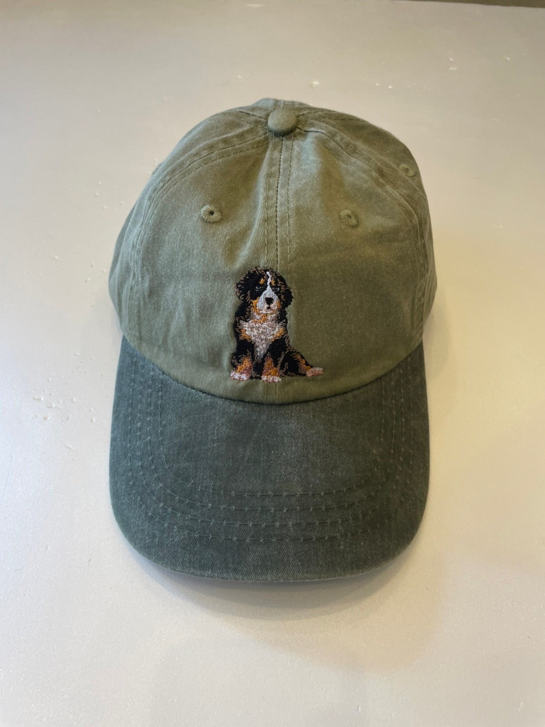 Dog embroidery cotton dad cap[Khaki]-Bernese Mountain(whole)