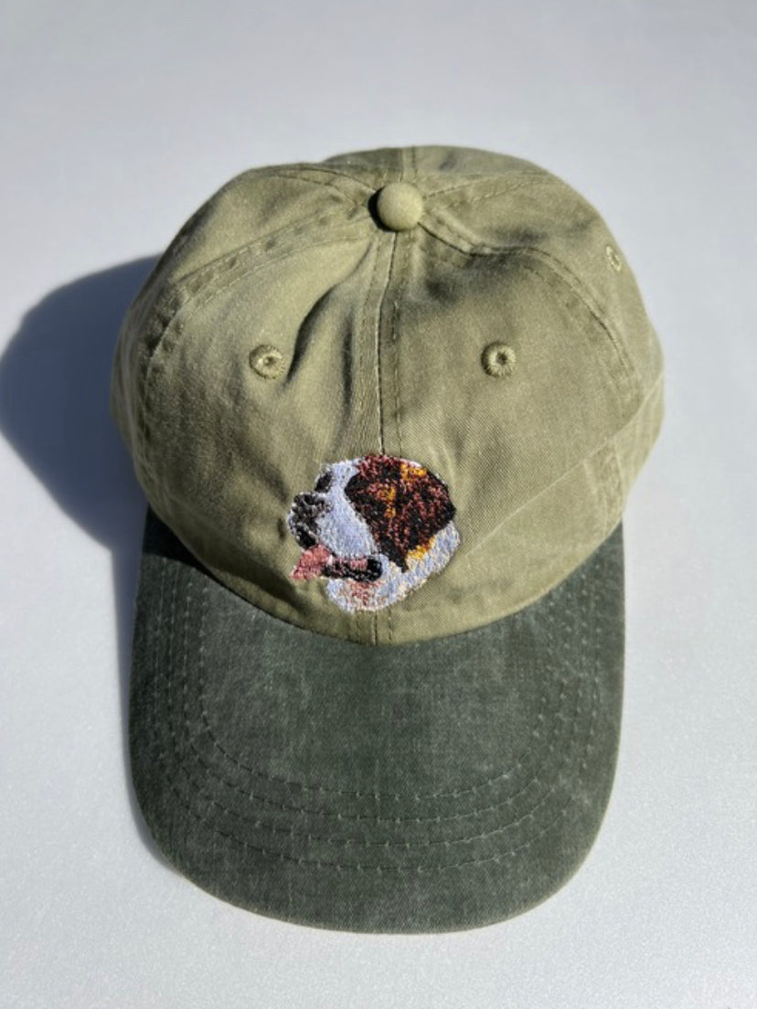 Dog embroidery cotton dad cap[Khaki]-St.Bernard