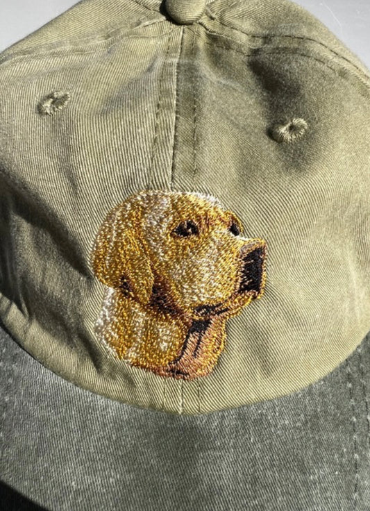 Dog embroidery cotton dad cap[Khaki]-Yellow Labrador