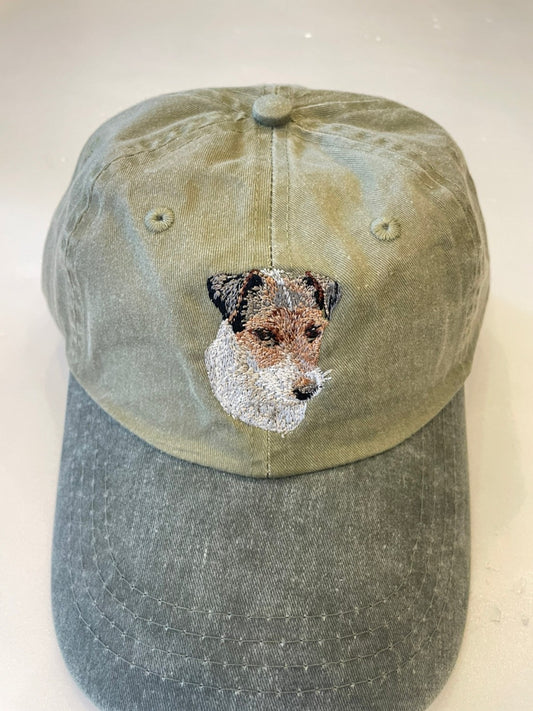 Dog embroidery cotton dad cap[Khaki]-Jack Russell(long)