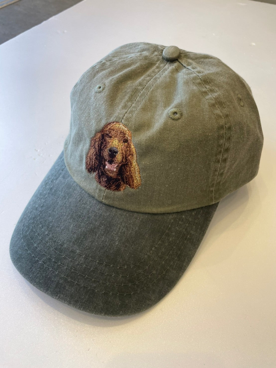 Dog embroidery cotton dad cap[Khaki]-Irish setter