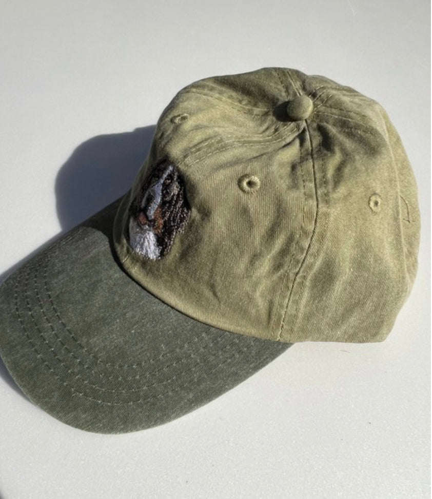 Dog embroidery cotton dad cap[Khaki]-Bernese Mountain