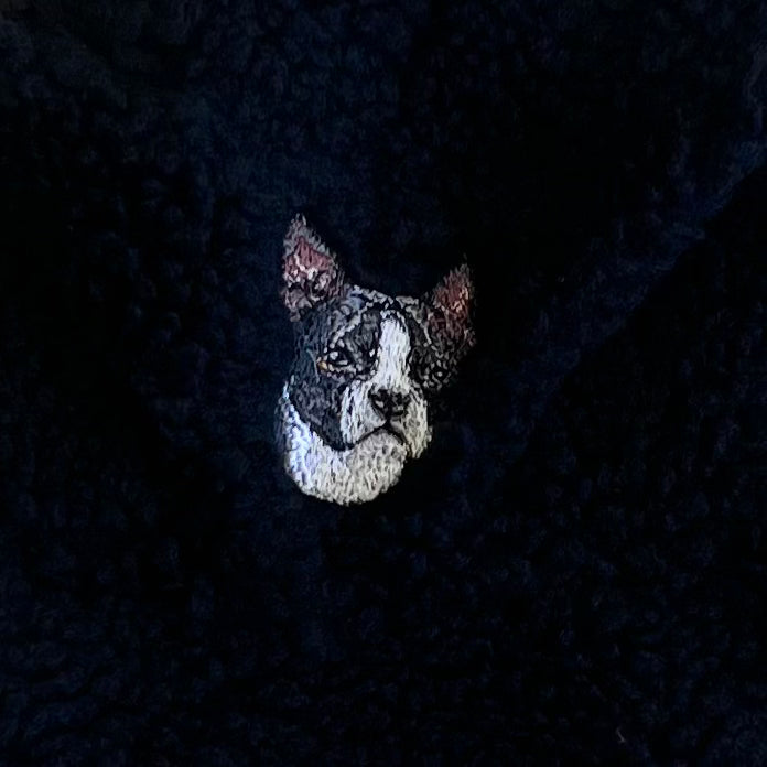 Dog embroidery Boa hat［Boston terrier］