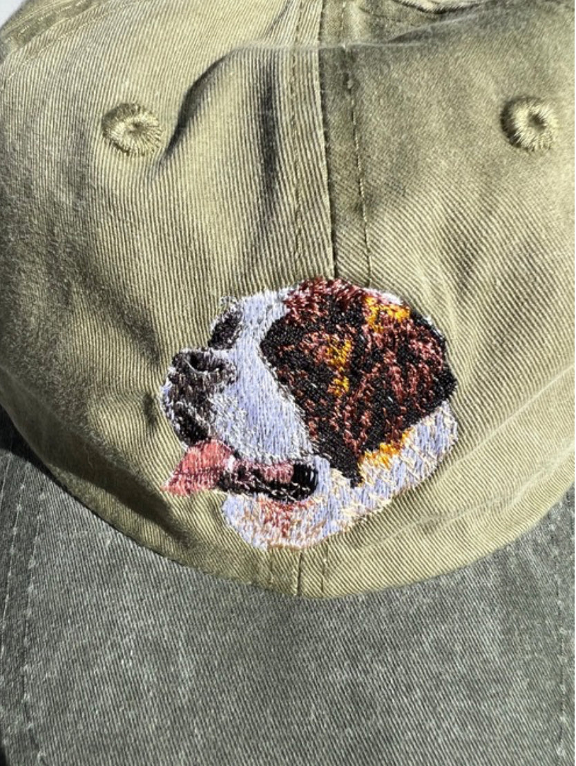 Dog embroidery cotton dad cap[Khaki]-St.Bernard