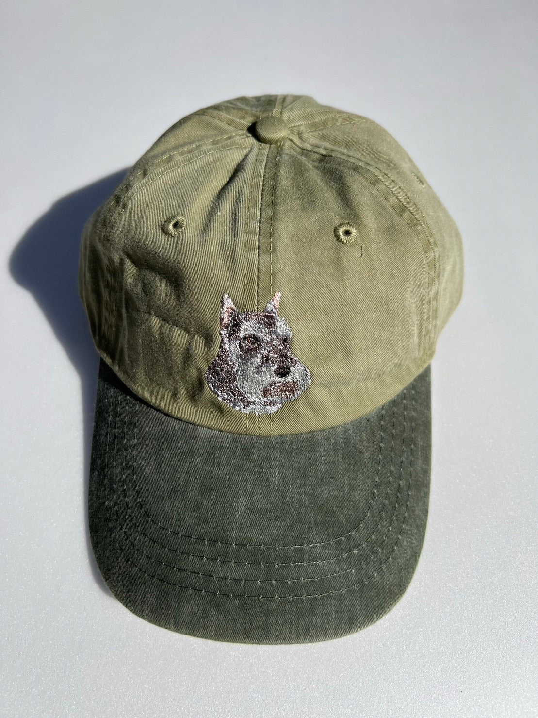 Dog embroidery cotton dad cap[Khaki]-Schnauzer