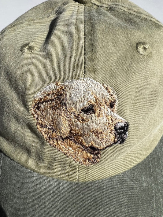Dog embroidery cotton dad cap[Khaki]-Golden retriever