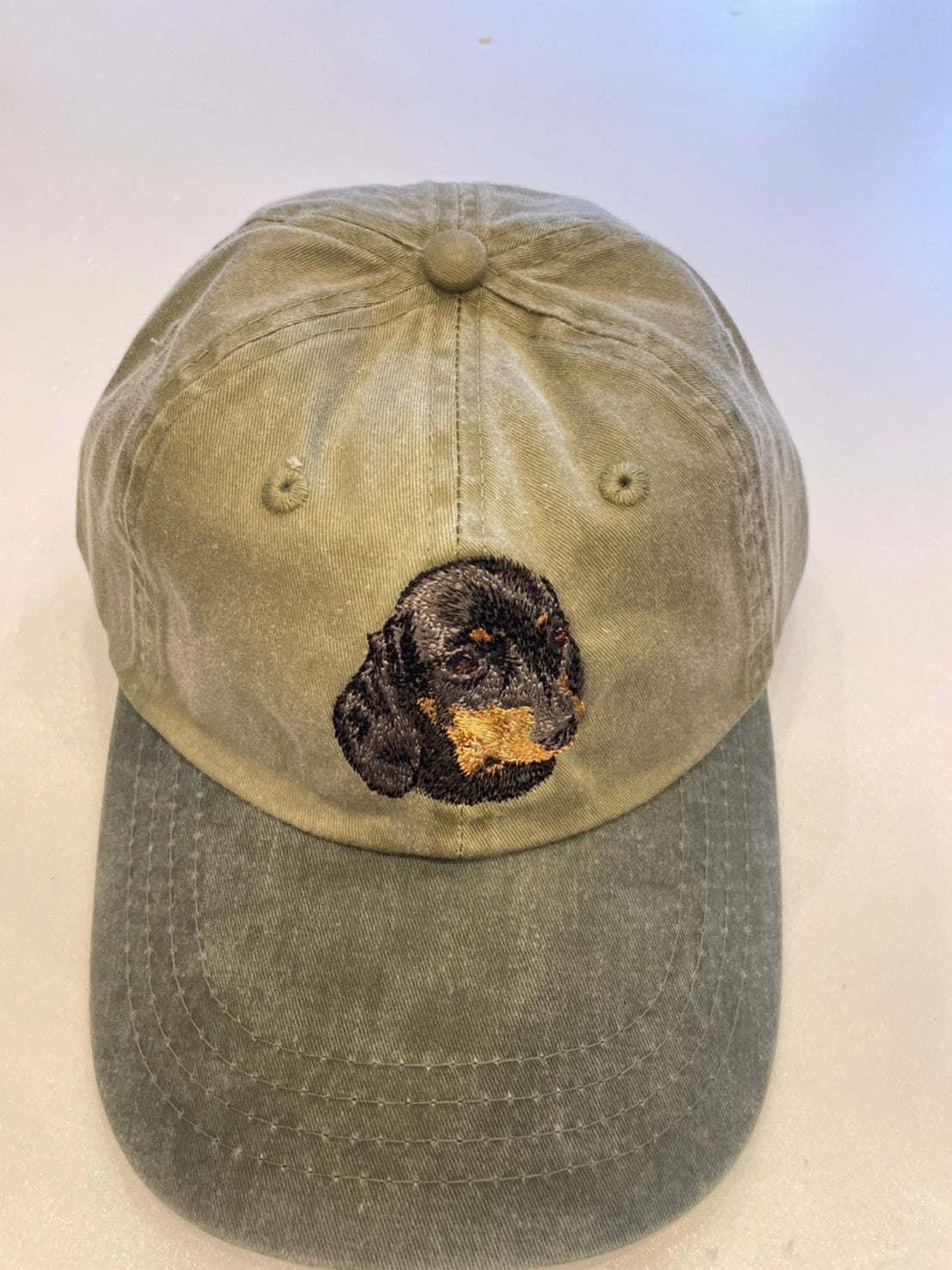 Dog embroidery cotton dad cap[Khaki]-Dachshund(tan)