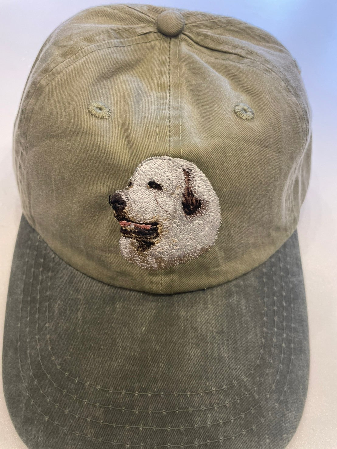 Dog embroidery cotton dad cap[Khaki]-Great pyrenees