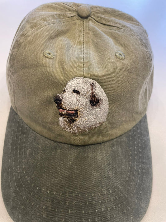 Dog embroidery cotton dad cap[Khaki]-Great pyrenees