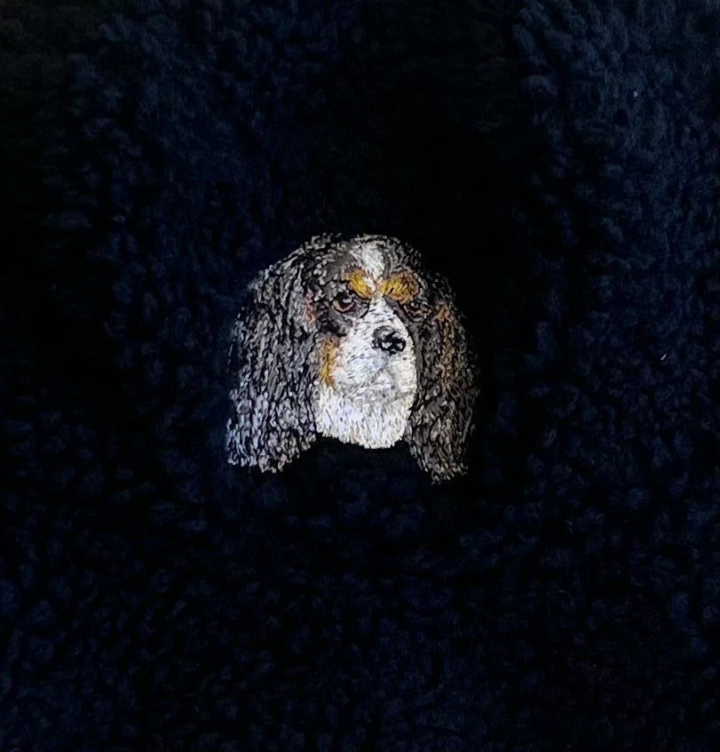 Dog embroidery Boa hat［Cavalier Tri-color］