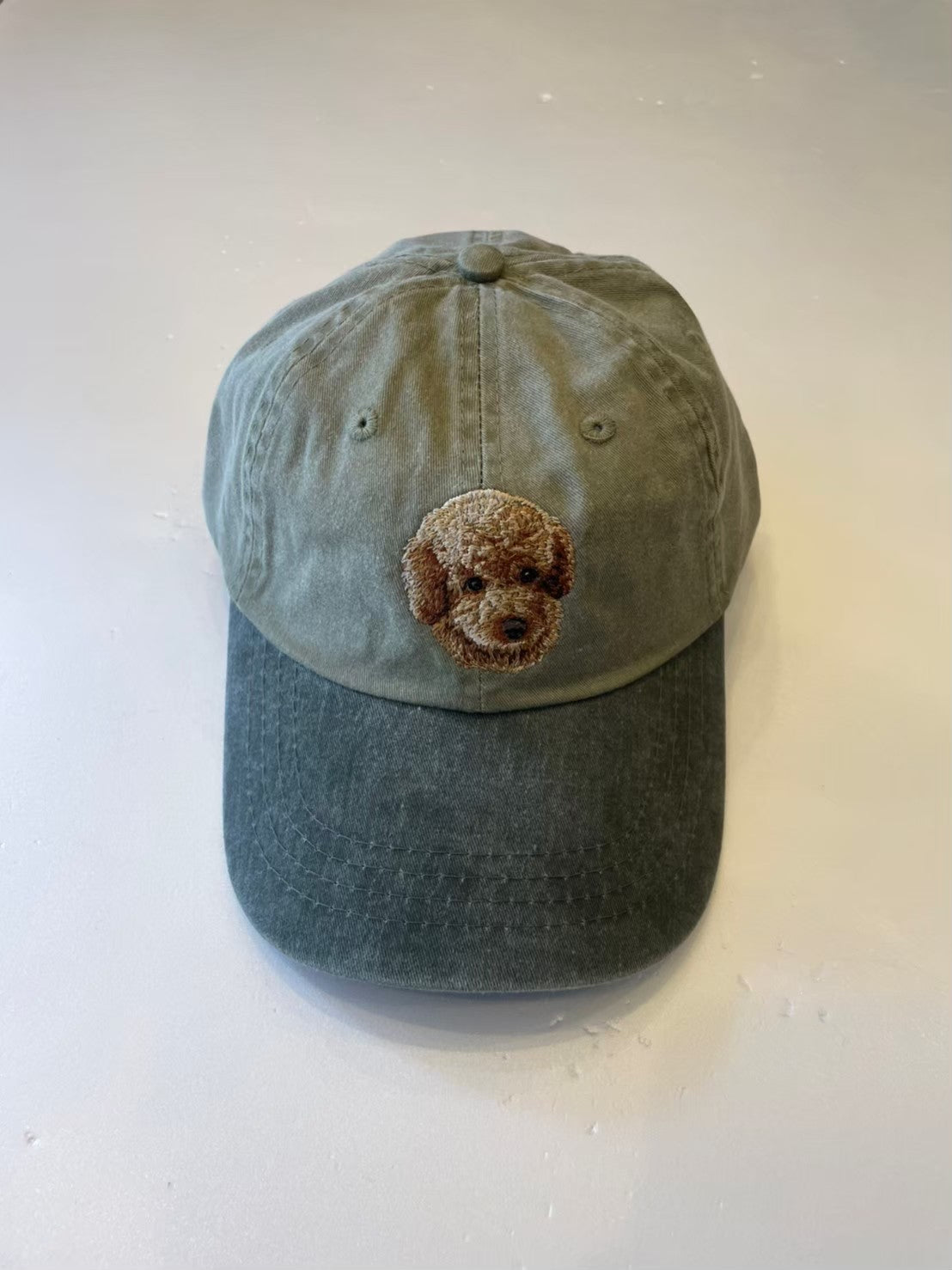 Dog embroidery cotton dad cap[Khaki]-Chihua Poo