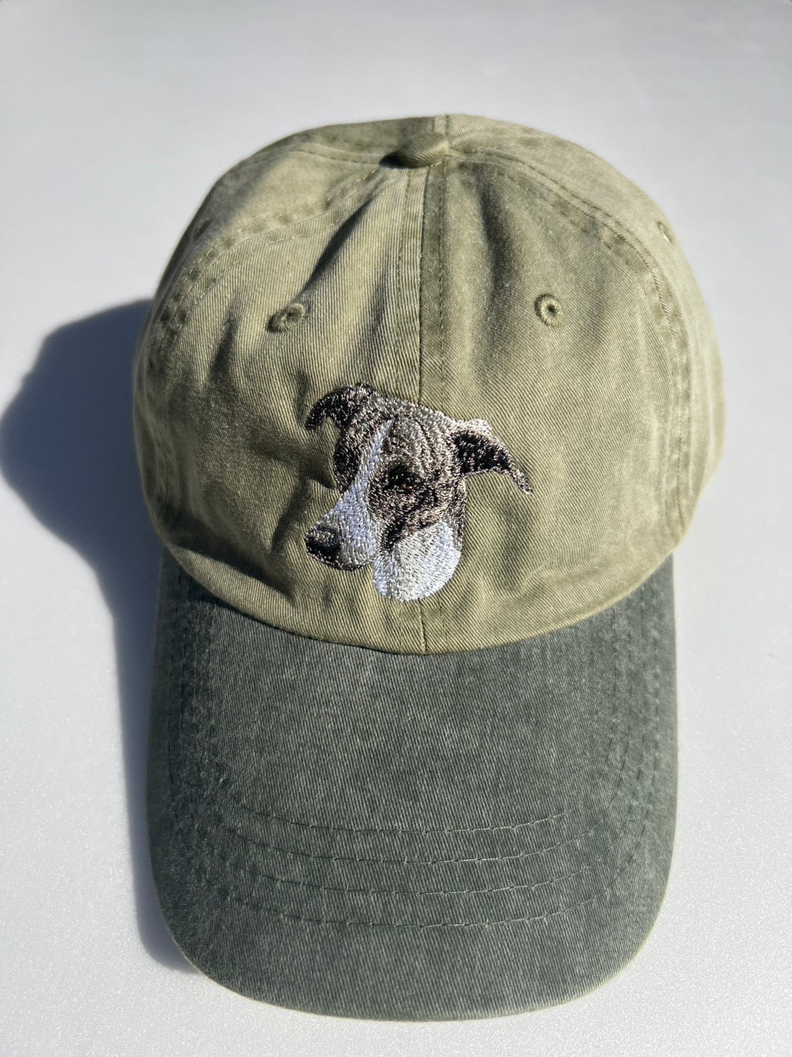 Dog embroidery cotton dad cap[Khaki]-Italian Greyhound