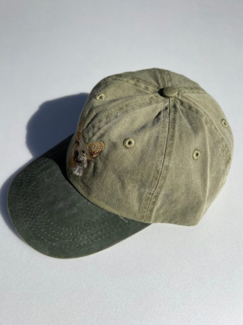 Dog embroidery cotton dad cap[Khaki]-Corgi