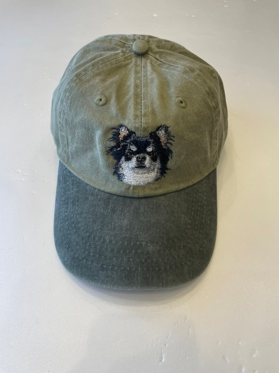 Dog embroidery cotton dad cap[Khaki]-Chihuahua(Black)②A