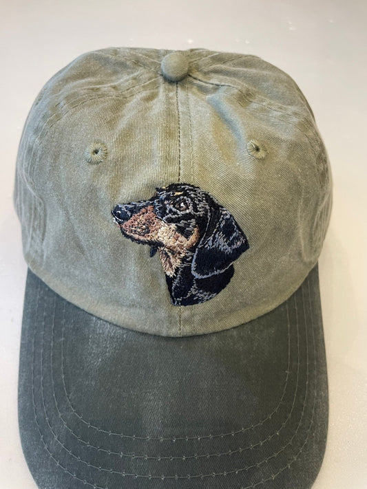 Dog embroidery cotton dad cap[Khaki]-Dachshund(tan) ③