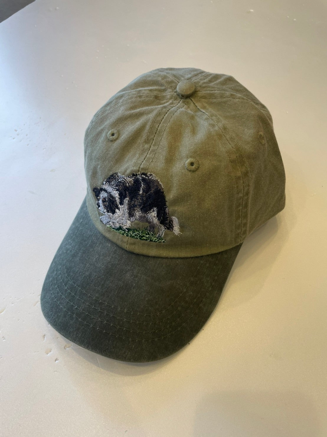 Dog embroidery cotton dad cap[Khaki]-Border collie(whole)