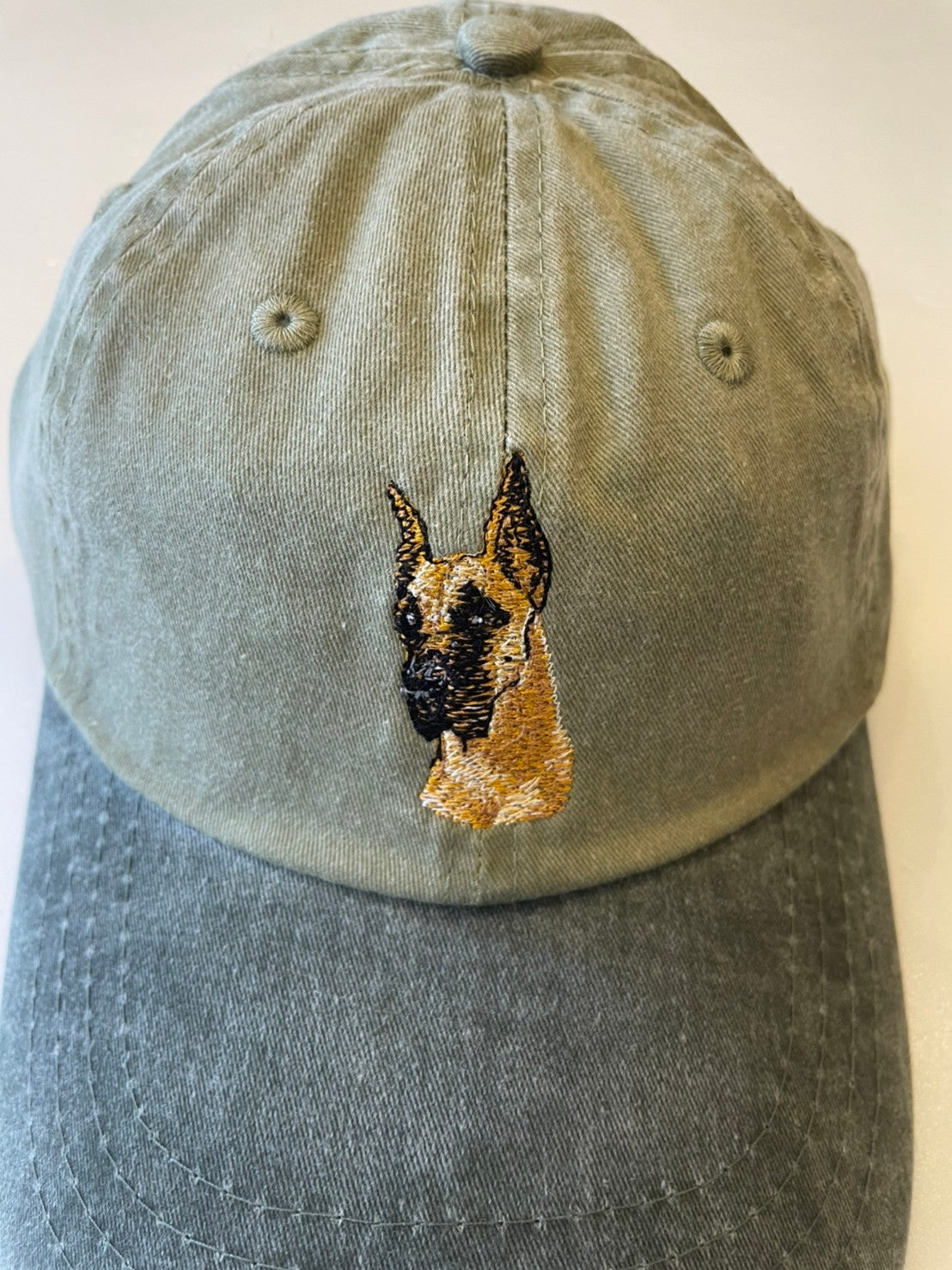 Dog embroidery cotton dad cap[Khaki]-Great dane②