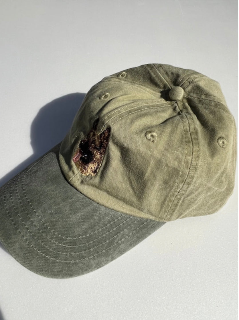 Dog embroidery cotton dad cap[Khaki]-German shepherd