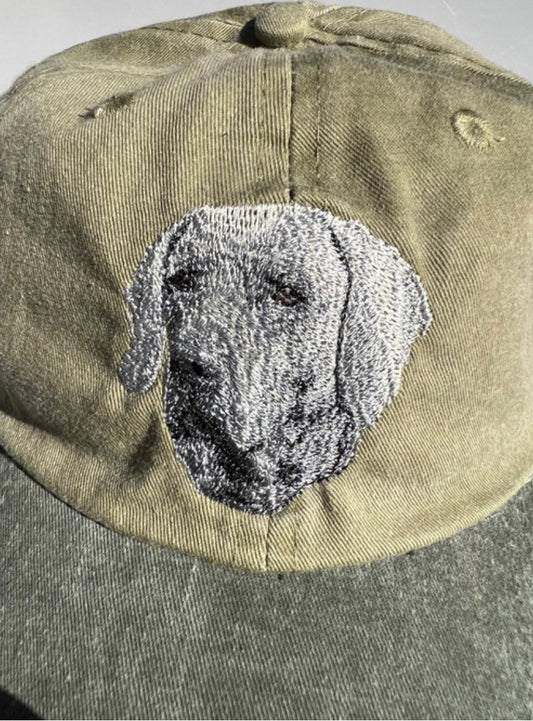 Dog embroidery cotton dad cap[Khaki]-weimaraner