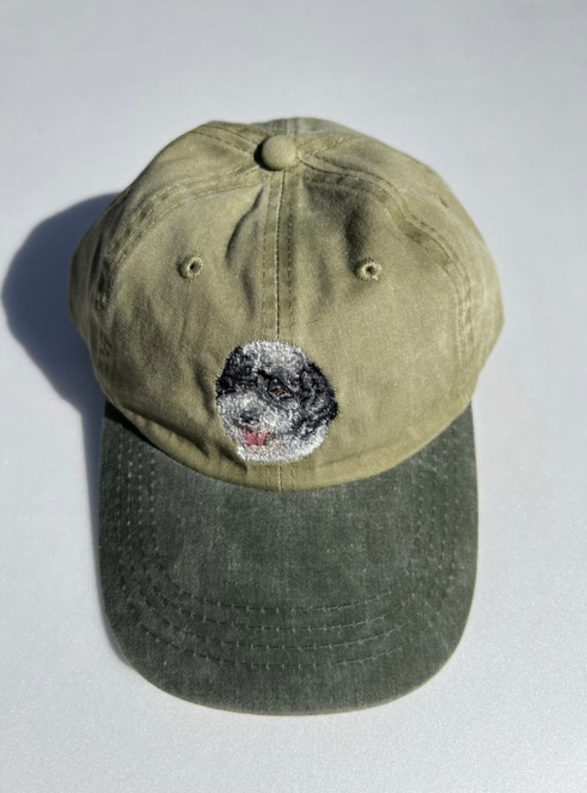 Dog embroidery cotton dad cap[Khaki]-Portuguese Water Dog