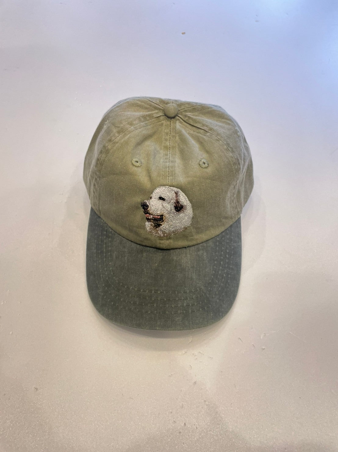 Dog embroidery cotton dad cap[Khaki]-Great pyrenees