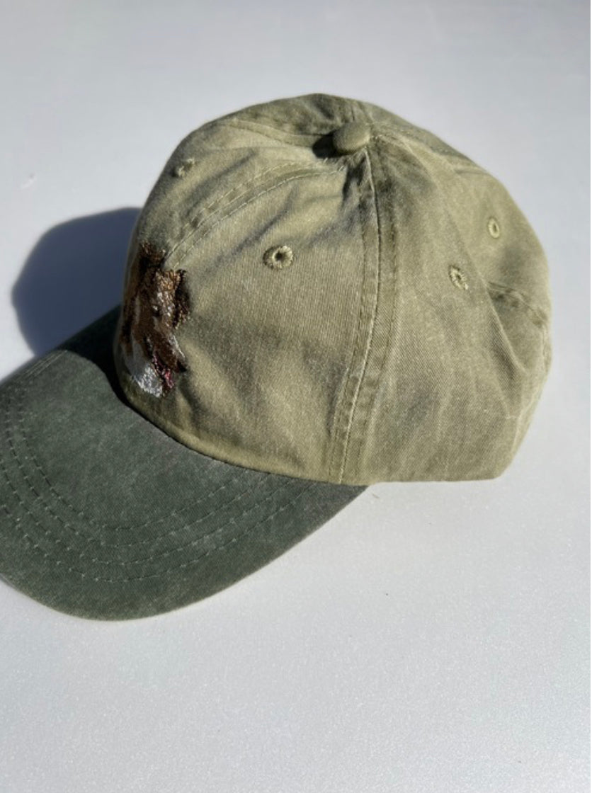 Dog embroidery cotton dad cap[Khaki]-Shetland sheep