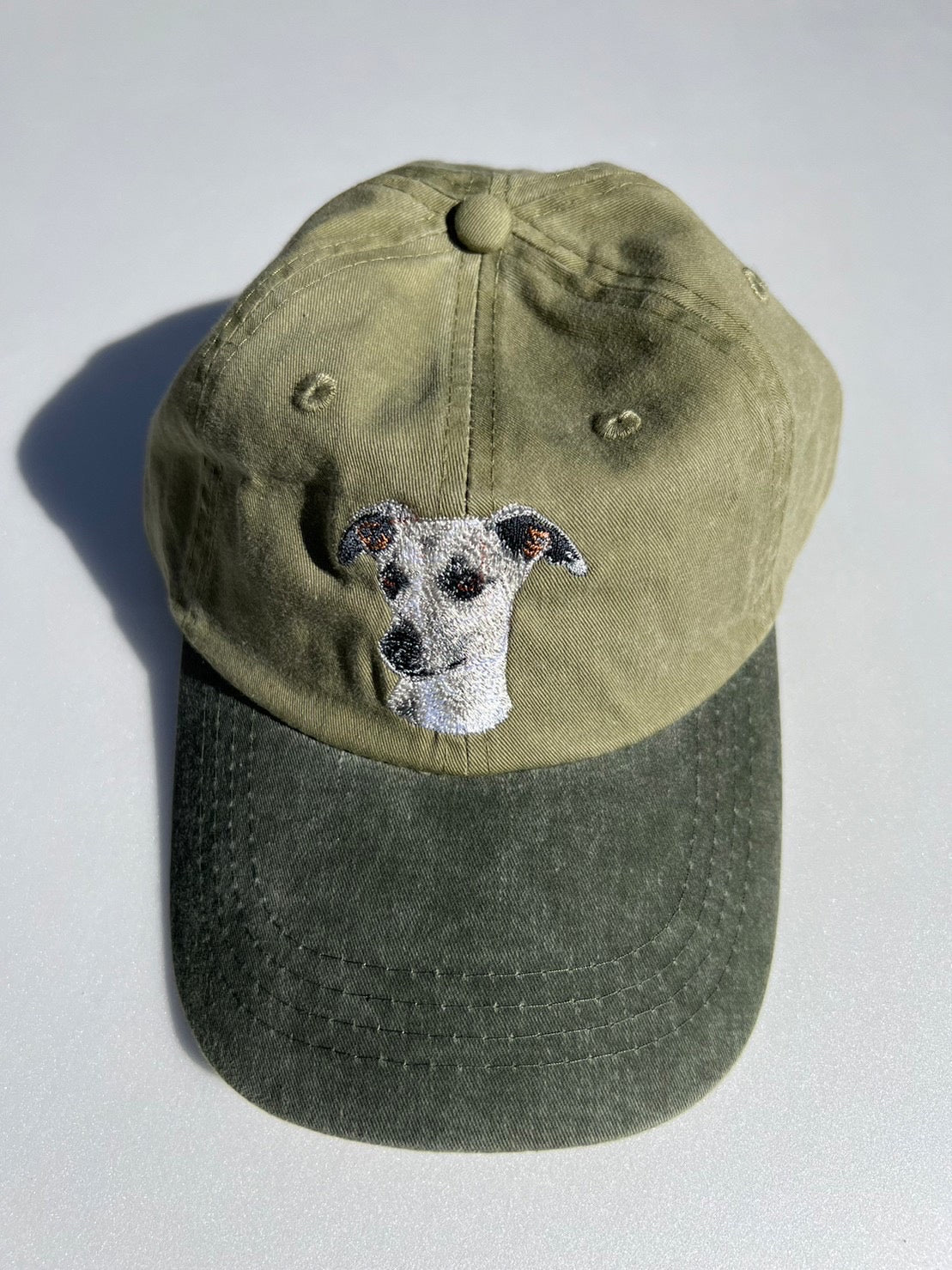 Dog embroidery cotton dad cap[Khaki]-Whippet