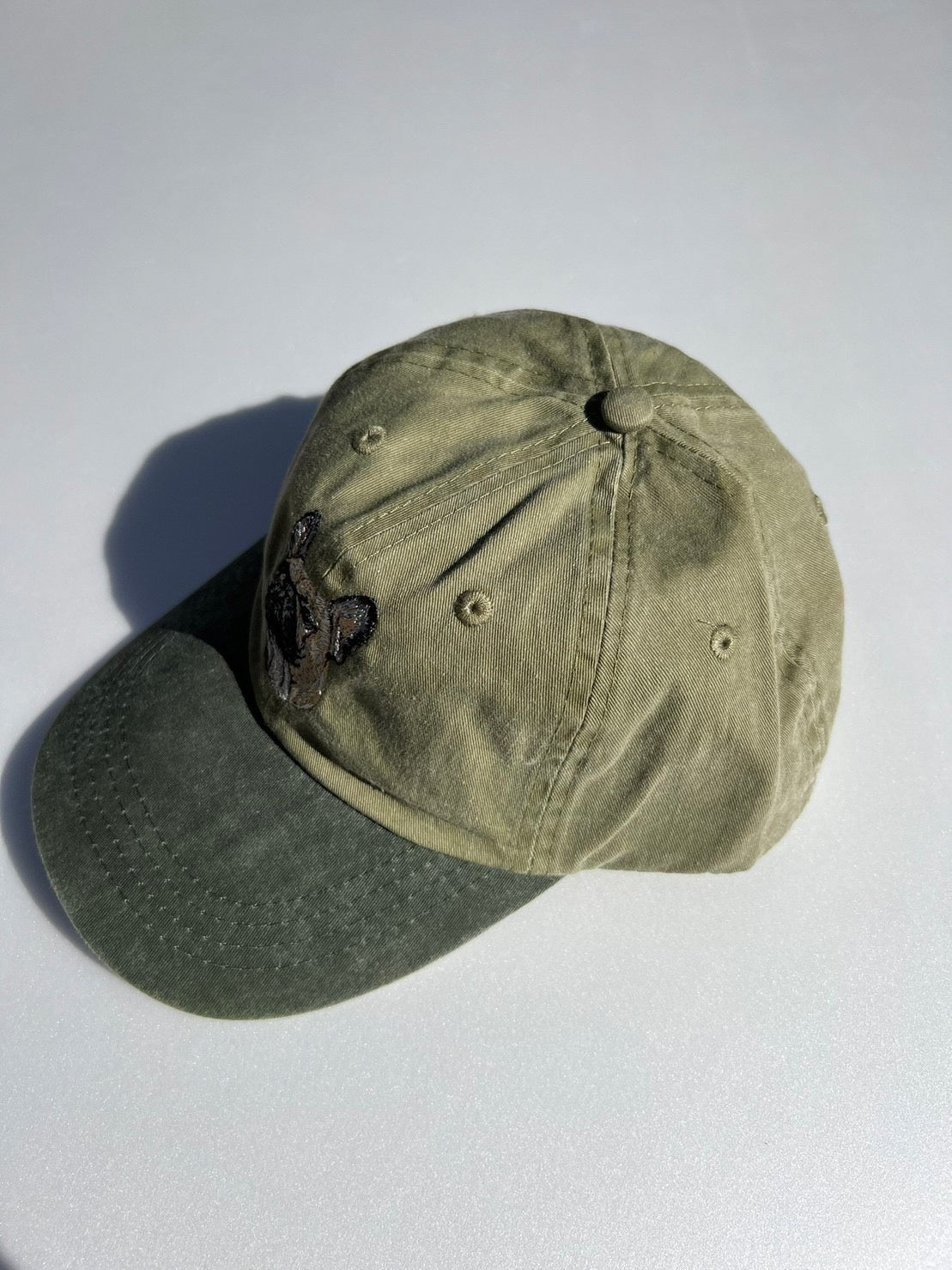 Dog embroidery cotton dad cap[Khaki]-French bulldog(standard)