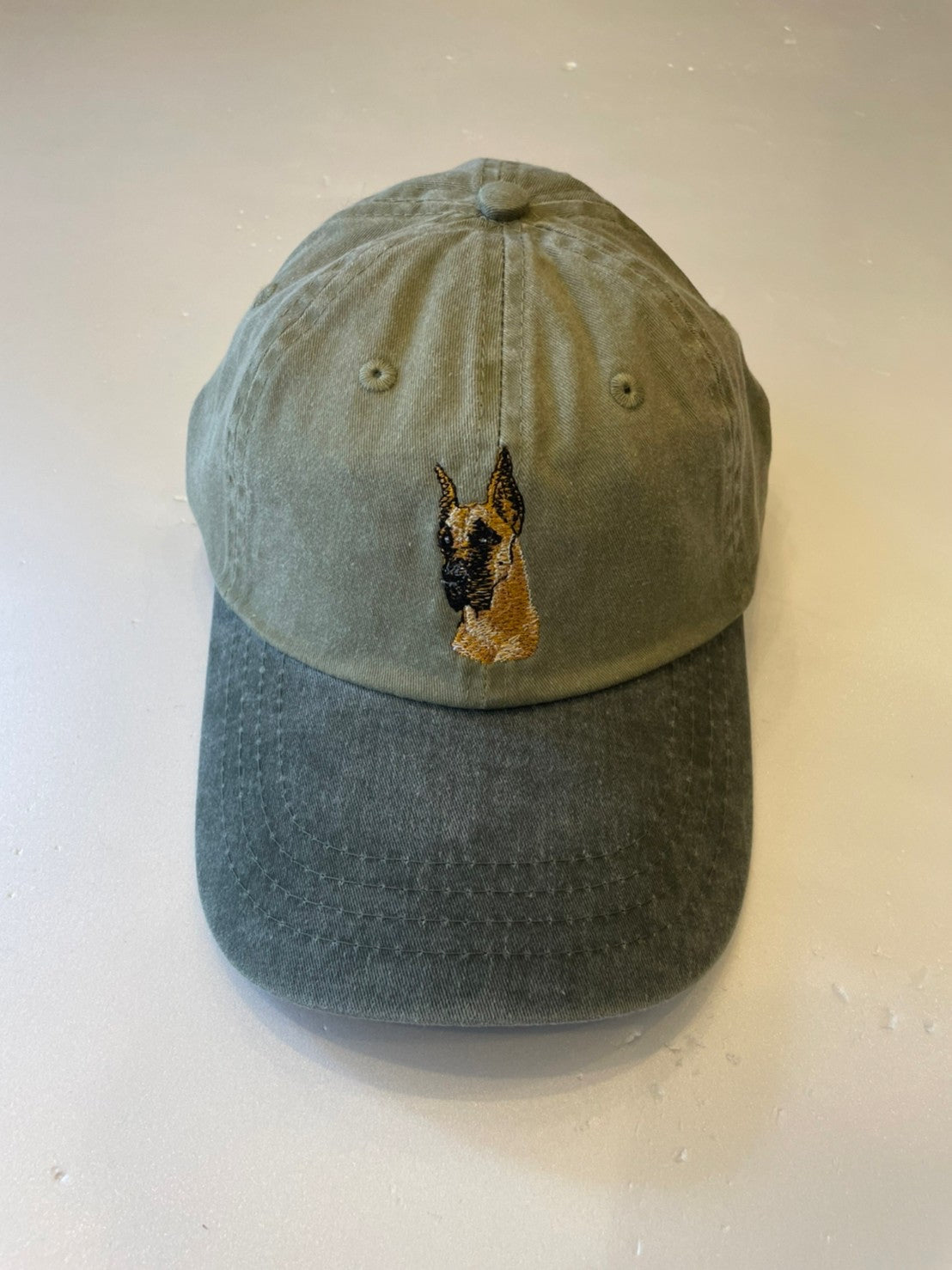 Dog embroidery cotton dad cap[Khaki]-Great dane②