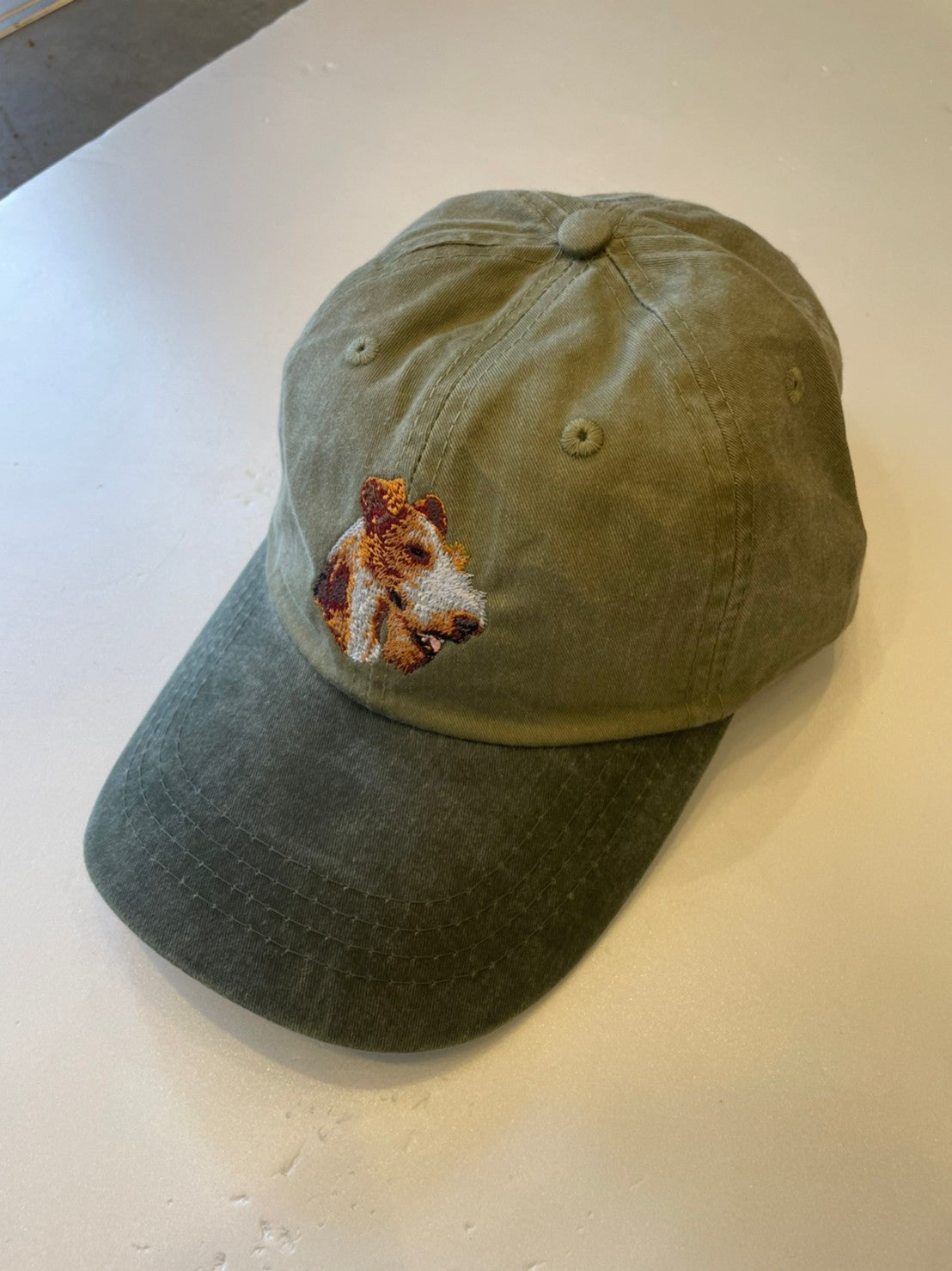 Dog embroidery cotton dad cap[Khaki]-Fox terrier②