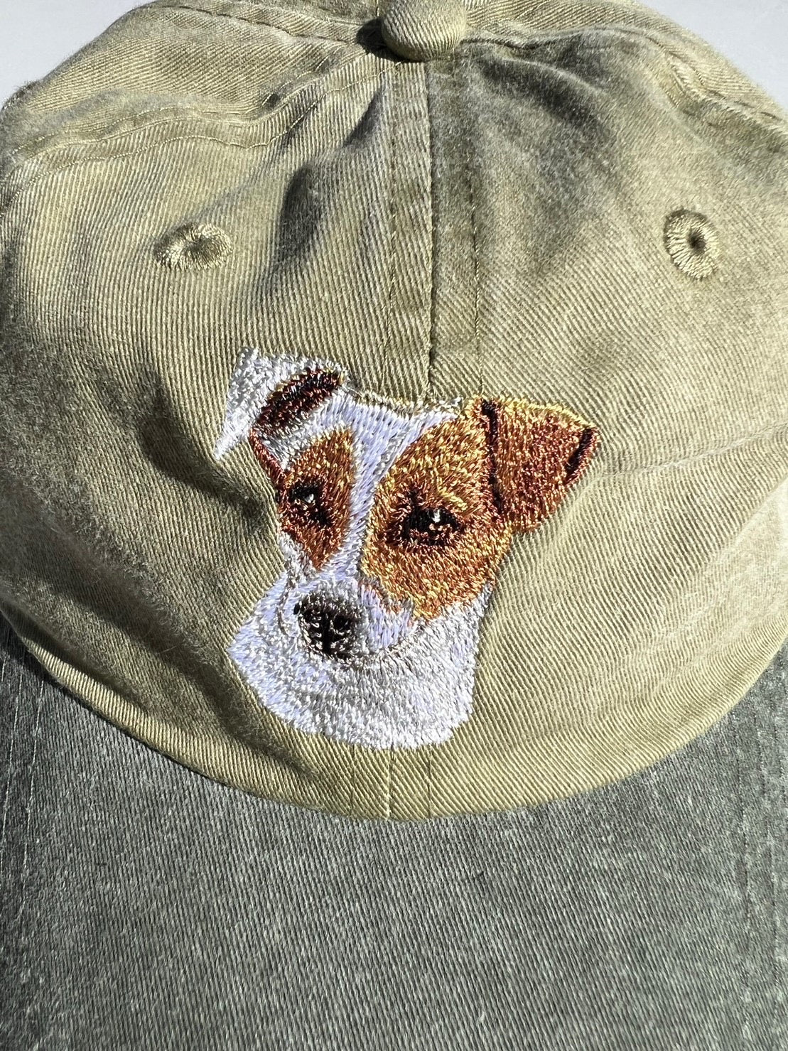 Dog embroidery cotton dad cap[Khaki]-Jack Russell(short)