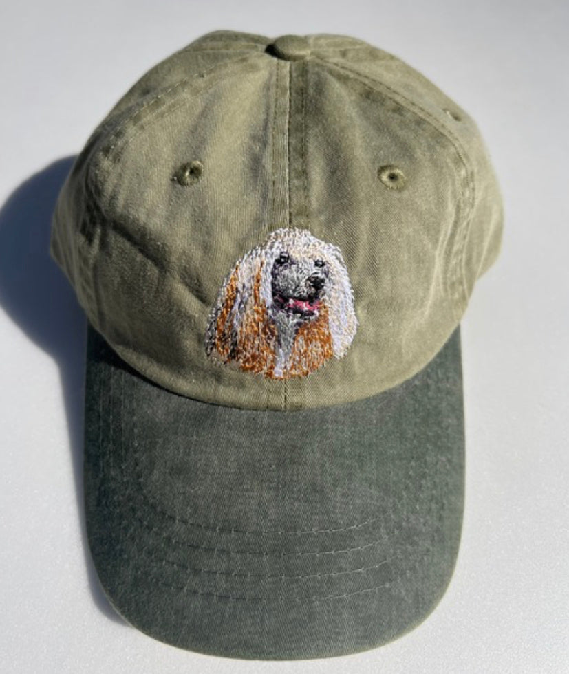 Dog embroidery cotton dad cap[Khaki]-Chinese Crested Dog