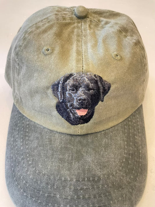 Dog embroidery cotton dad cap[Khaki]-Black Labrador②A