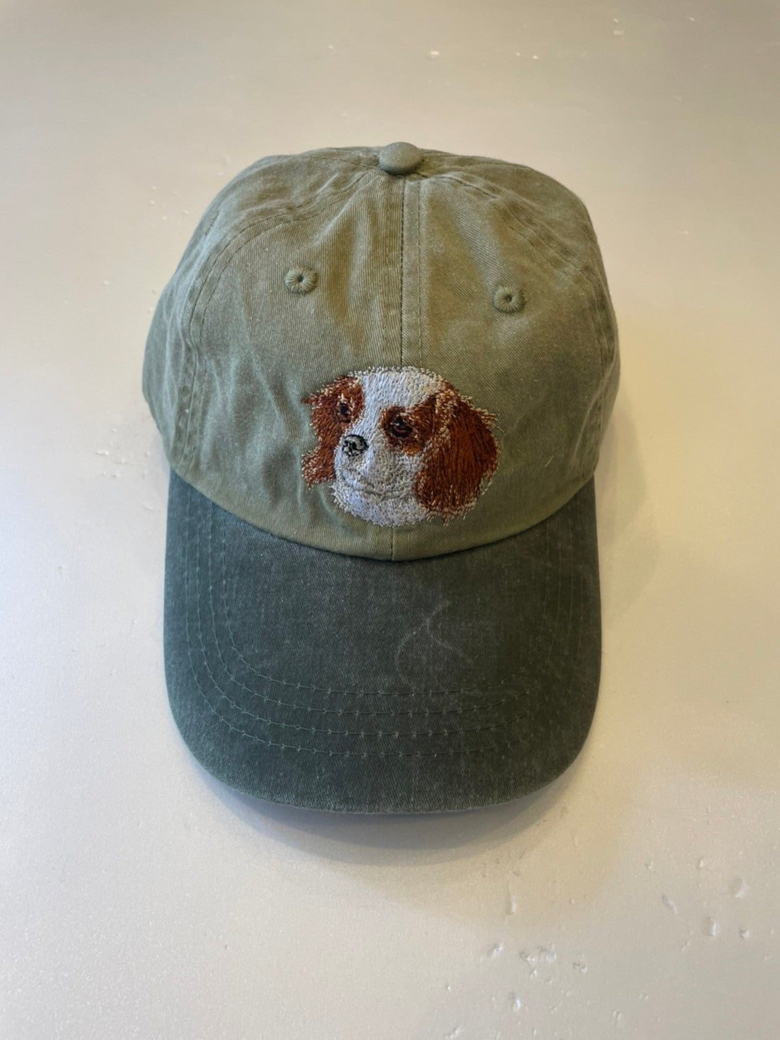 Dog embroidery cotton dad cap[Khaki]-Cavalier②A