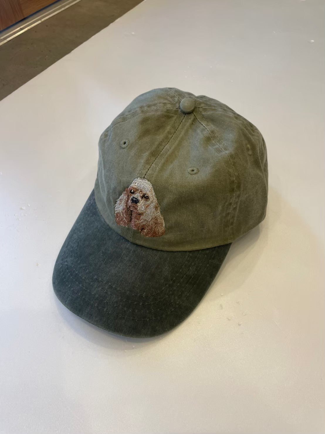 Dog embroidery cotton dad cap[Khaki]-American Cocker Spaniel②