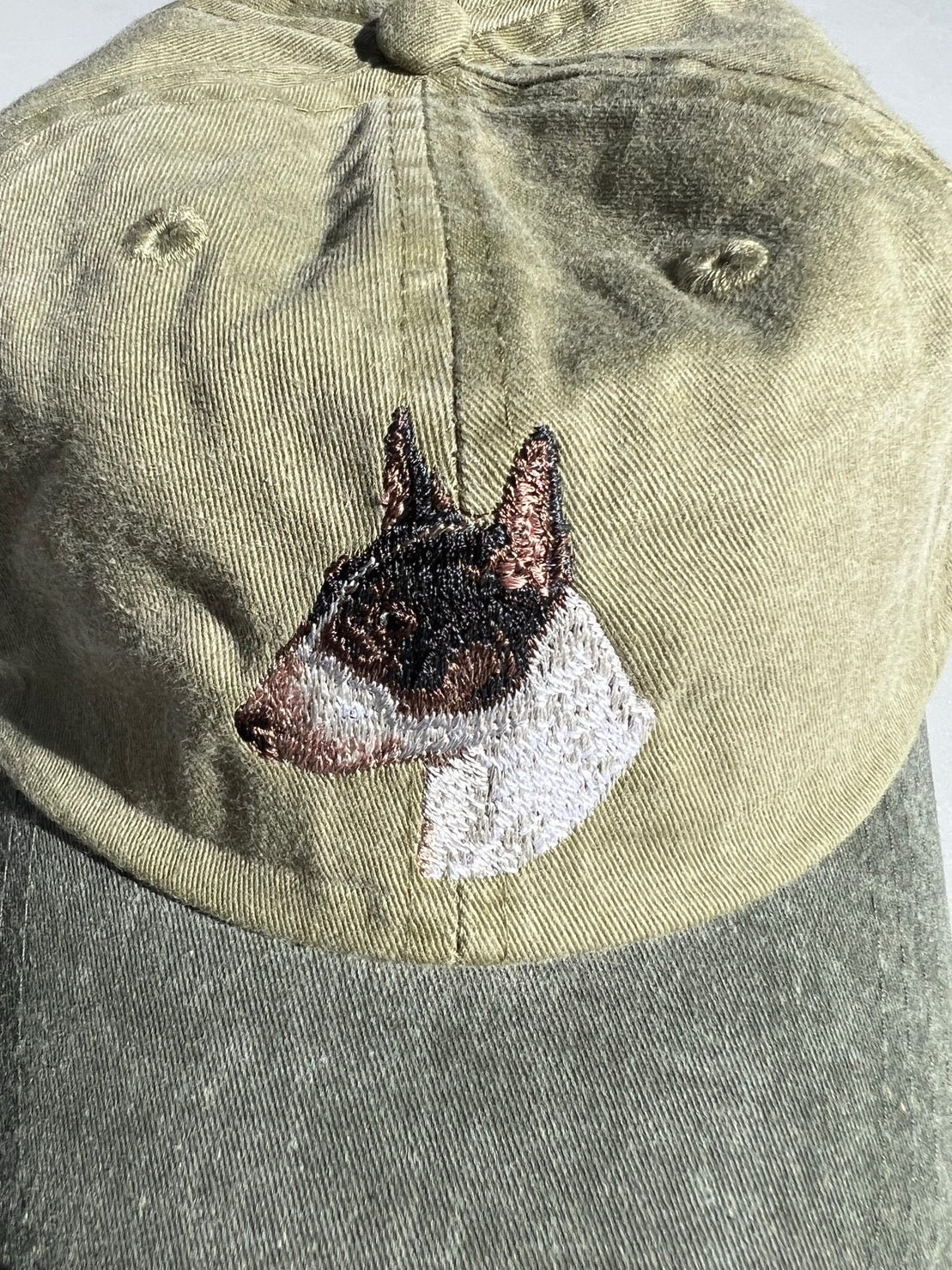 Dog embroidery cotton dad cap[Khaki]-Bull terrier