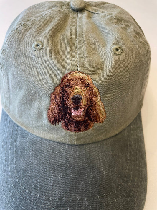Dog embroidery cotton dad cap[Khaki]-Irish setter