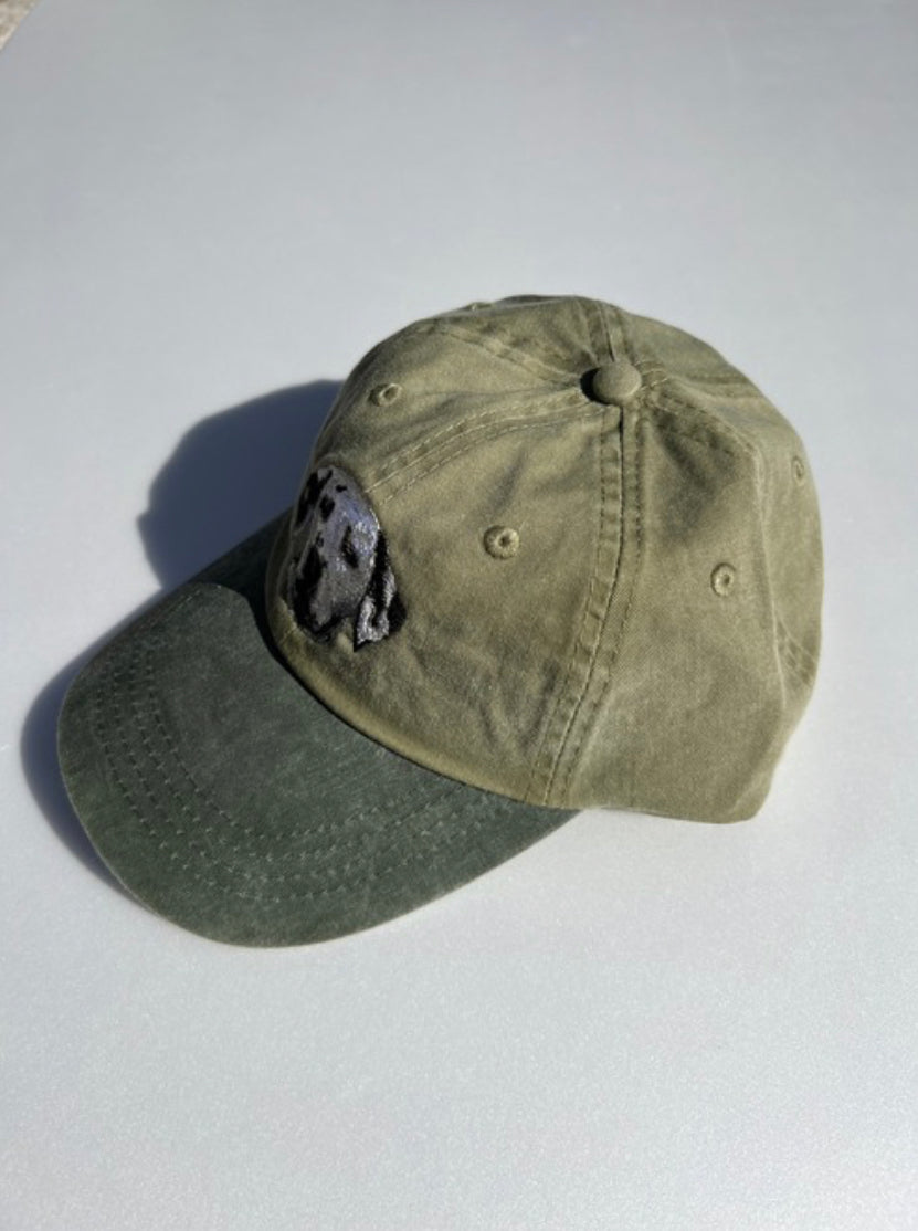 Dog embroidery cotton dad cap[Khaki]-Dalmatian