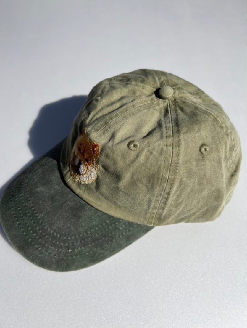 Dog embroidery cotton dad cap[Khaki]-Chow Chow