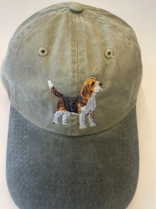 Dog embroidery cotton dad cap[Khaki]-Beagle(whole)