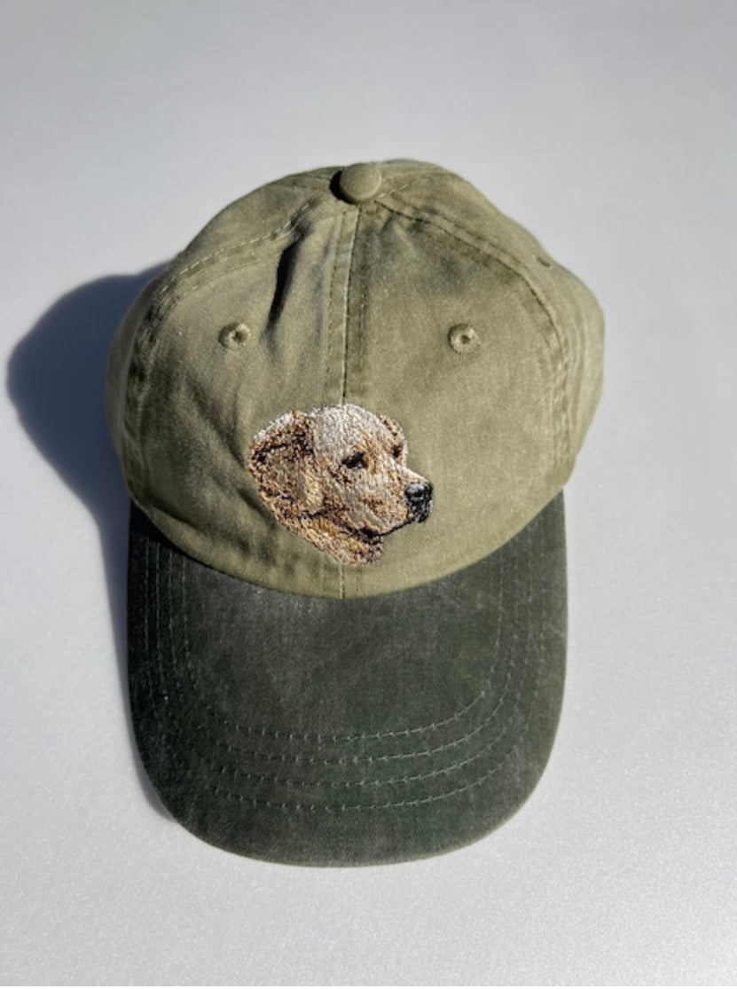 Dog embroidery cotton dad cap[Khaki]-Golden retriever