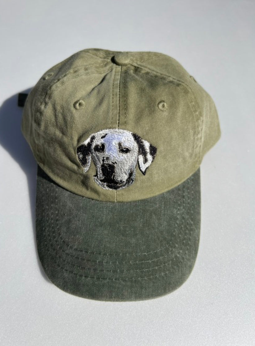 Dog embroidery cotton dad cap[Khaki]-Dalmatian