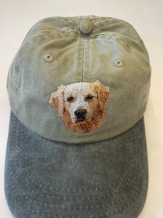 Dog embroidery cotton dad cap[Khaki]-Golden retriever②A