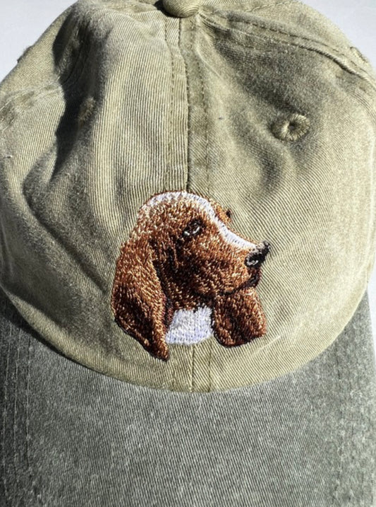 Dog embroidery cotton dad cap[Khaki]-Basset Hound②A